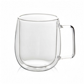 GC008 Double Wall Insulation Glass Coffee Mug with Silicone 350ml