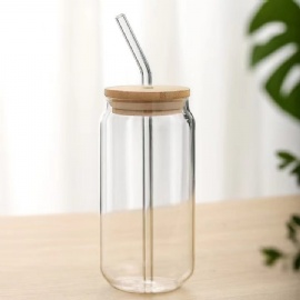 GC011 Glass Mug with Bamboo Lid 500ml