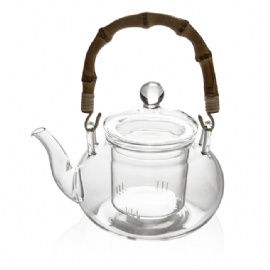GTP0308 Glass Teapot with Bamboo Handle